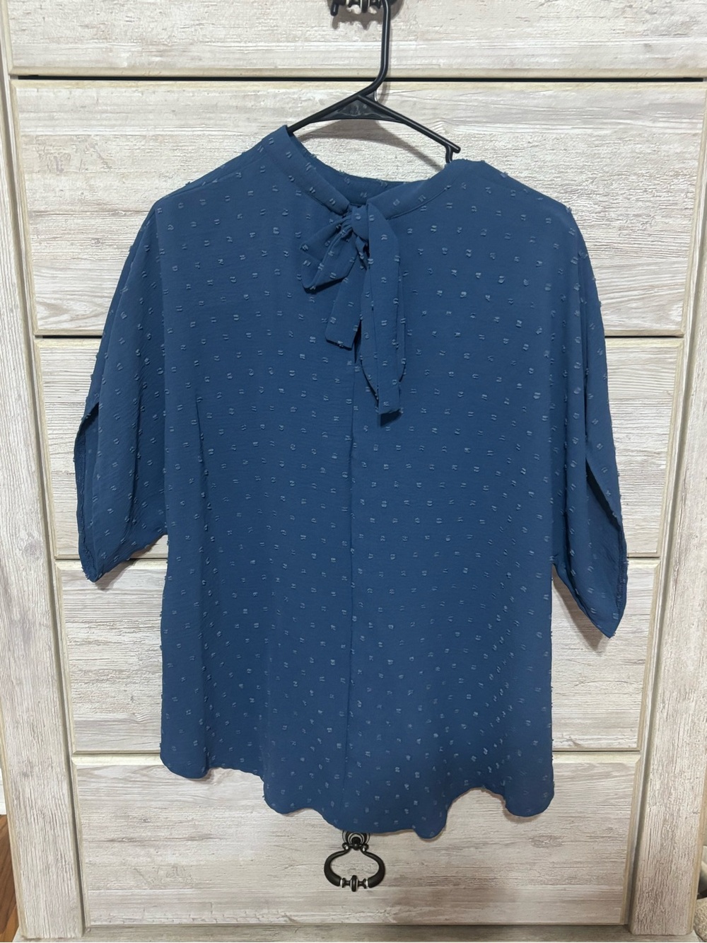 Reversible Navy Tie-Back Blouse